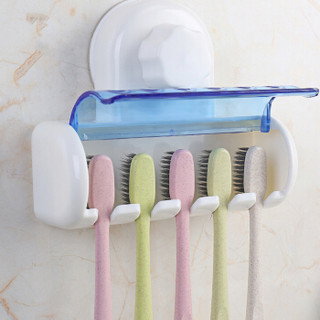 红凡 创意强力吸盘牙刷架吸壁式免打孔卫生间牙刷收纳架子防尘牙刷挂架 白色