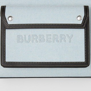 BURBERRY 迷你双色帆布拼皮革口袋包 80391011  亮钴色