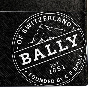 BALLY 巴利 男士 黑色牛皮logo印花卡包6237201 黑色6237201