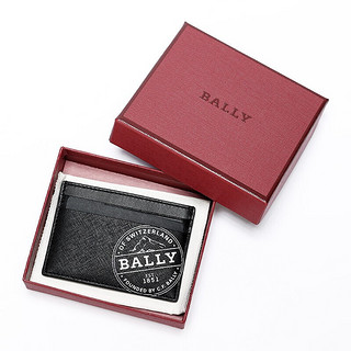 BALLY 巴利 男士 黑色牛皮logo印花卡包6237201 黑色6237201