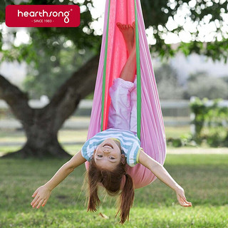 HearthSong哈尚室内户外秋千儿童吊椅玩具布袋悬挂吊篮 红色-标配版