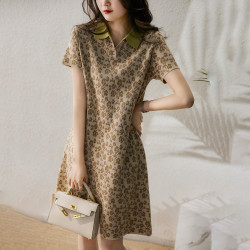 blackgateone田园小花polo领针织连衣裙