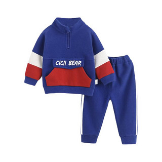 cicibear 齐齐熊 QQ6870 男童运动服套装 蓝色 80cm