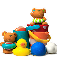 黑卡会员：Hape 洗澡玩具 玩偶组5个+花式小水桶2个
