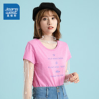 JEANSWEST 真维斯 [到手价:18.9元]真维斯女装 夏季新品 全棉圆领印花短袖T恤