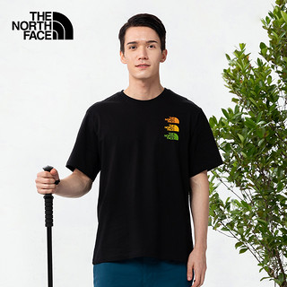 TheNorthFace北面短袖T恤情侣款户外透气上新|7QRF（XS、JK3/黑色）