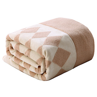 金号纯棉毛巾被空调毯盖毯新疆棉棉无捻提缎割绒巾被送礼盒手提袋（210×163cm、棕色）