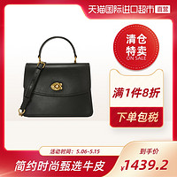 COACH【直营】COACH蔻驰山茶花系列单肩斜挎手提女包包皮革中号（52664B4BK 黑色）