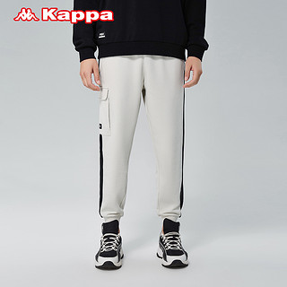 Kappa卡帕运动裤男工装裤多口袋针织长裤休闲裤小脚卫裤（L、黑色-990）