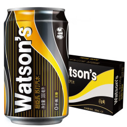 watsons 屈臣氏 24罐*330ml！苏打水原味0糖0卡调酒气泡水黑罐无糖饮料整箱