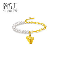 潮宏基 CHJ JEWELLERY 顽石 足金黄金转运珠珍珠手链女款定价 SCG33700052 约16cm加尾链 约1.4g