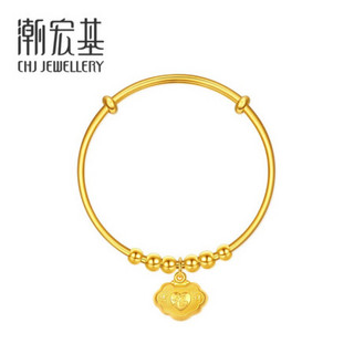 潮宏基 CHJ JEWELLERY 吉祥福气 足金黄金手镯童镯儿童宝宝款 计价 SDG30003614 约5.85g