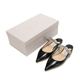 周仰杰 JIMMY CHOO 女士漆皮尖头平底凉鞋穆勒鞋黑色 BING FLAT PAT 183 BLACK 38.5码