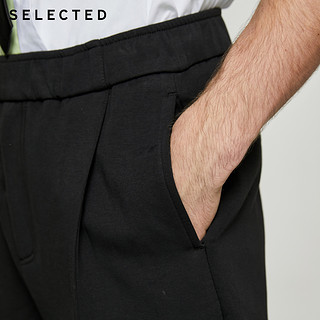SELECTED思莱德新款弹力黑色潮流商务休闲针织长裤男S|420314039（165/72A/XSR、黑色BLACK）
