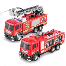 邦娃良品 合金可喷水声光回力消防玩具车