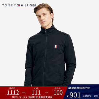 TOMMY HILFIGER男装时尚简约纯棉拉链立领开襟卫衣MW0MW14206（L、藏青色DW5）