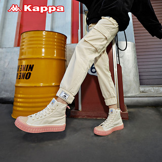 Kappa卡帕 女高帮帆布鞋 K0A25VS12 鹭羽白/哆啦粉-024 35