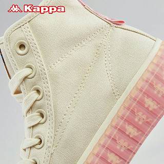 Kappa卡帕 女高帮帆布鞋 K0A25VS12 鹭羽白/哆啦粉-024 36