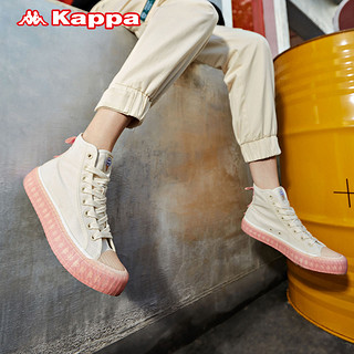 Kappa卡帕 女高帮帆布鞋 K0A25VS12 鹭羽白/哆啦粉-024 38