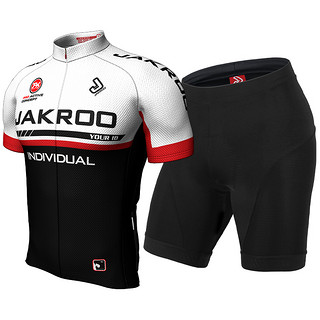 捷酷骑行服套装男短袖夏季 山地自行车骑行装备 骑行服 透气（XL、女黑色短袖）