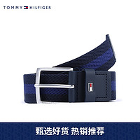 TOMMY HILFIGER 男装独特多色拼接编织针扣腰带AM0AM07066（藏青色DW5、105cm）