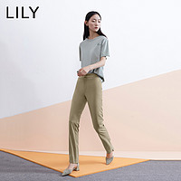 Lily LILY春秋新款女装高腰显瘦直筒休闲长裤通勤垂感小脚西装裤