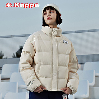 Kappa卡帕羽绒服冬女高领防寒服印花保暖短外套面包服（XL、珊瑚红-5306）