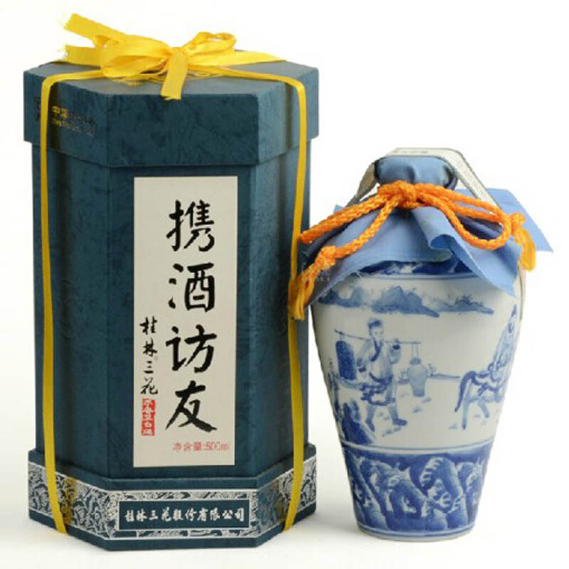  GUILIN SANHUA/桂林三花 暂无信息 携酒访友 青花瓷坛装 米香型白酒
