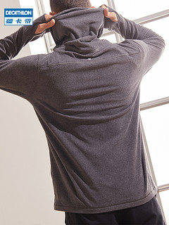 迪卡侬瑜伽上衣男健身运动跑步长袖瑜伽服冬季暖瑜伽健身服EYYM（S、深灰色）