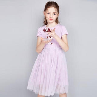 笛莎女童连衣裙2021年夏季儿童网纱裙子女宝宝时尚洋气仙女裙 香芋紫 130