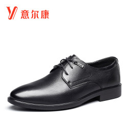 YEARCON 意尔康 意尔康男鞋圆头商务正装鞋时尚单鞋系带皮鞋 9641AE97105W 黑色 39