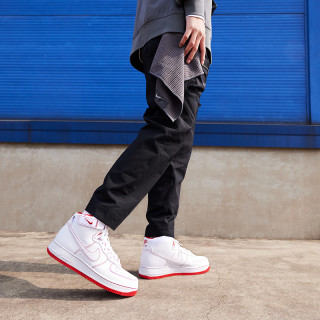 Nike 耐克官方AIR FORCE 1 HIGH '07 男子运动鞋新款复古CV1753(47.5、100白色/白色/大学红)