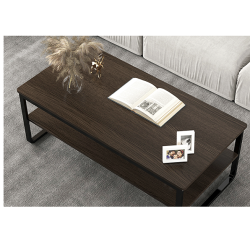 沃变 茶几 简约双层小户型客厅创意茶桌 檀木色120*60*42cm