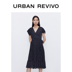 URBAN REVIVO WE18R7AE2002 波点荷叶袖连衣裙