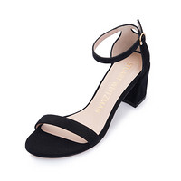 斯图尔特·韦茨曼 STUART WEITZMAN 女士黑色牛皮凉鞋 SIMPLE SUEDE BLACK 35