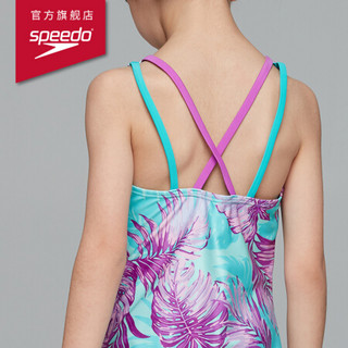 Speedo/速比涛儿童泳衣新品加州热夏 彩印儿童防晒精致印花连体泳衣 8132605523 蓝色/紫色 10