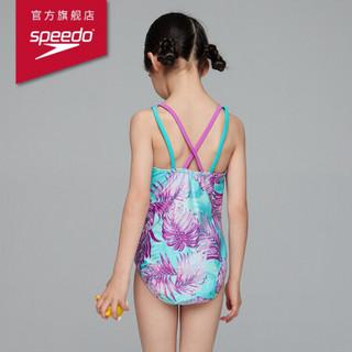 Speedo/速比涛儿童泳衣新品加州热夏 彩印儿童防晒精致印花连体泳衣 8132605523 蓝色/紫色 10