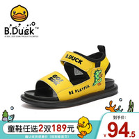 B.Duck小黄鸭童鞋男童凉鞋2021夏季新款儿童防滑透气休闲沙滩鞋 鸭黄 26码内长约165mm