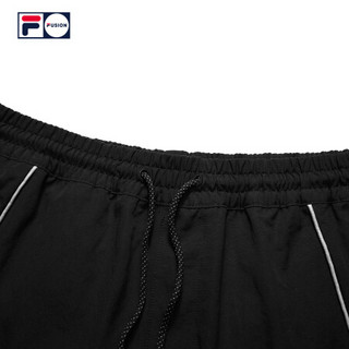 FILA FUSION 潮牌男子梭织短裤2021夏季新款街头运动工装五分裤装 深黑-BK（宽松版型，建议拍小一码） 165/76A/S