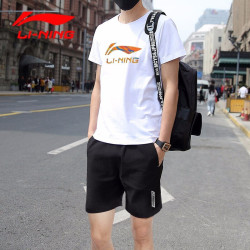 LI-NING 李宁 李宁运动套装男夏季短袖短裤宽松男士休闲健身跑步服支持新疆棉
