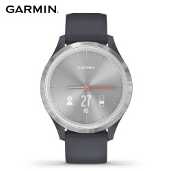 GARMIN 佳明 佳明(GARMIN)GarminMove 3S 银色表盘岩石蓝表带智能通知心率触屏指针式智能腕表运动版小码
