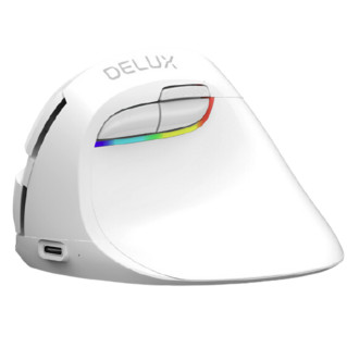 DeLUX 多彩 M618mini 2.4G蓝牙 双模无线鼠标 2400DPI RGB 琉璃白+猫爪鼠标垫