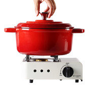 佳佰 珐琅锅 铸铁搪瓷汤锅 平底双耳煲汤炖肉22cm(电磁炉煤气灶通用)红色