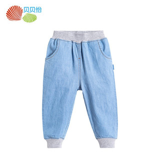 贝贝怡儿童牛仔裤春装新款小童休闲长裤宝宝裤子 蓝色(K534) 12个月/身高80cm