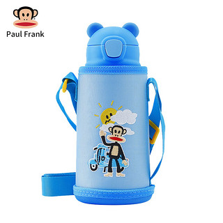 大嘴猴（Paul Frank）316不锈儿童保温杯带吸管三盖水杯600ml防摔幼儿园PFD059 雾蓝色