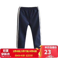 贝壳元素宝宝打底裤 春装新款女童童装儿童条边修身长裤子kzc926 藏青色 90