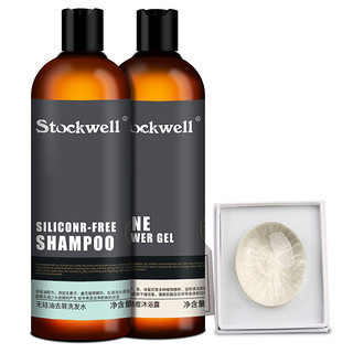 Stockwell 克威尔 男士积雪草祛痘洗沐套装 (祛痘沐浴露480ml+去屑洗发水480ml+氨基酸皂75g)