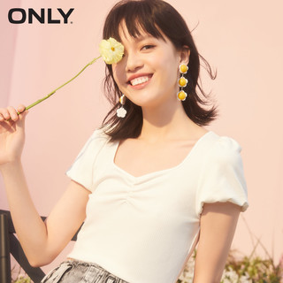 ONLY2021夏季新款时尚纯色修身短款泡泡袖短袖T恤女|121101027