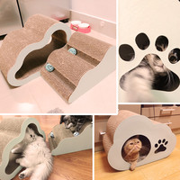疯狂小狗猫抓板磨爪器耐磨立式大号瓦楞纸猫窝猫抓板一体猫玩具（大号云朵两件套特价款）