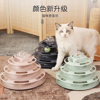 猫玩具猫转盘自嗨玩具球宠物逗猫套装逗猫棒逗猫神器耐咬猫咪用品（升级四层炫光款-烟粉）